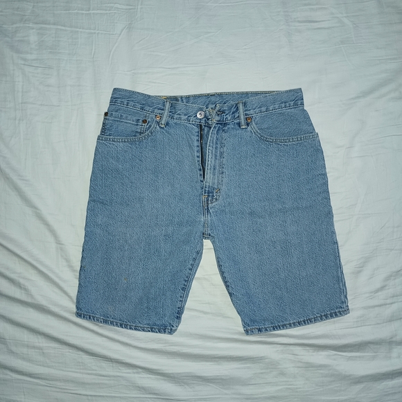 Light Blue Knee-Length Cut-Off Jean Shorts - Picture 1 of 4